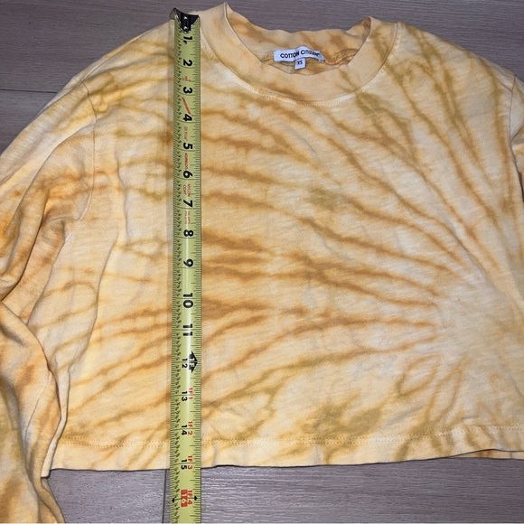 Cotton Citizen Golden Yellow Tie-Dye Crop Sweatshirt Long Sleeves MSRP$125 XS - Picture 5 of 11